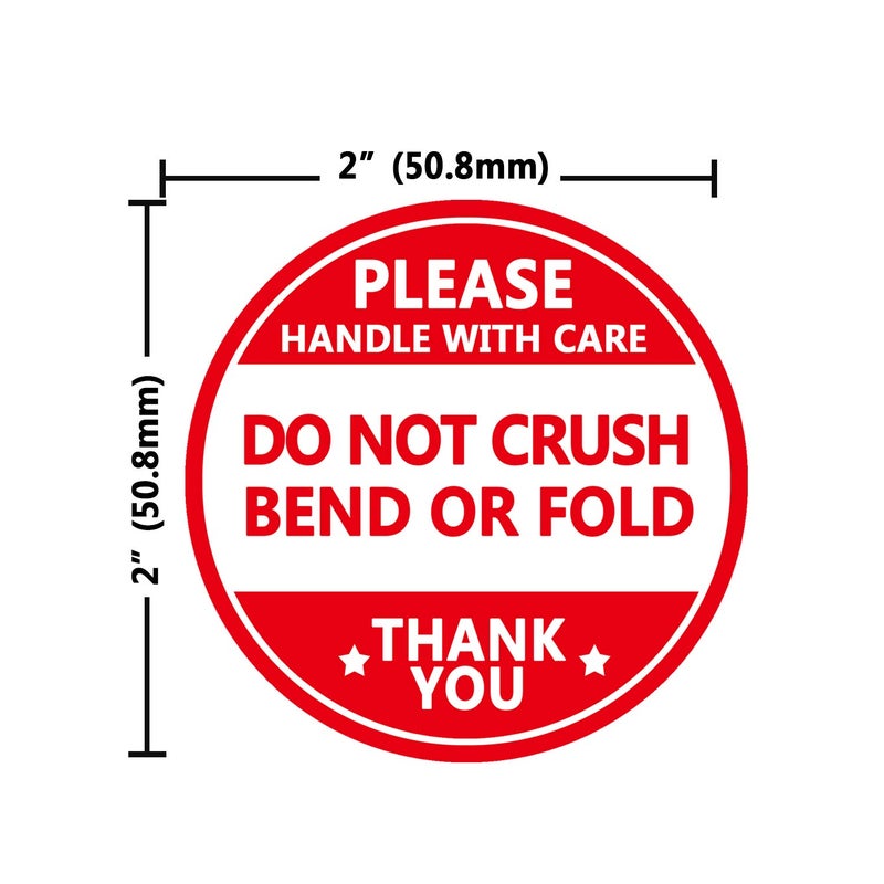 Besttile Do not Crush Bend or Fold Shipping Handling Stickers Labels,Shipping Warning Stickers for Package 2 Inch 500 Pcs Per Roll - Image 2